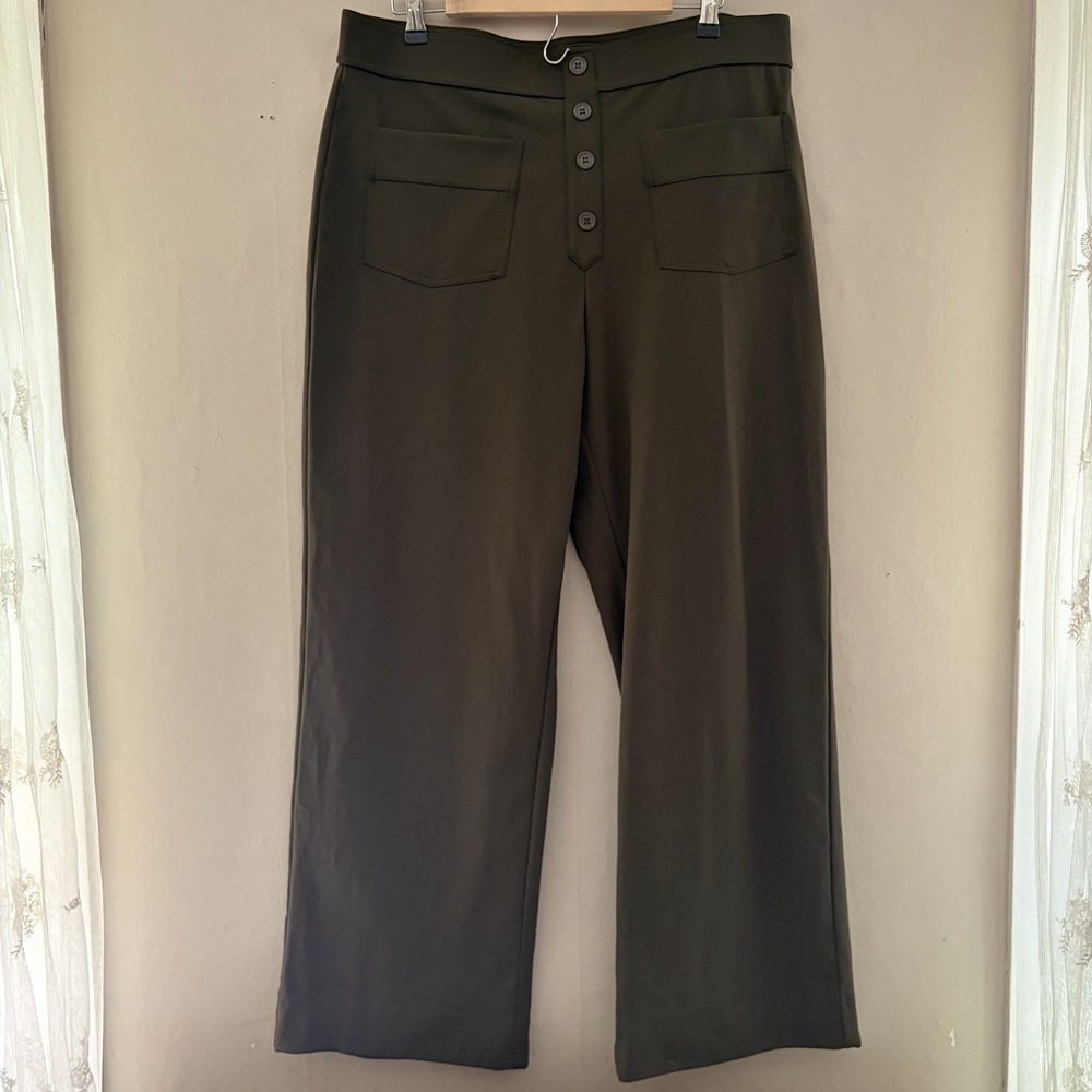 Halara Womens DayStretch High Waisted Pull On Pants Size 2x Green Wide Leg